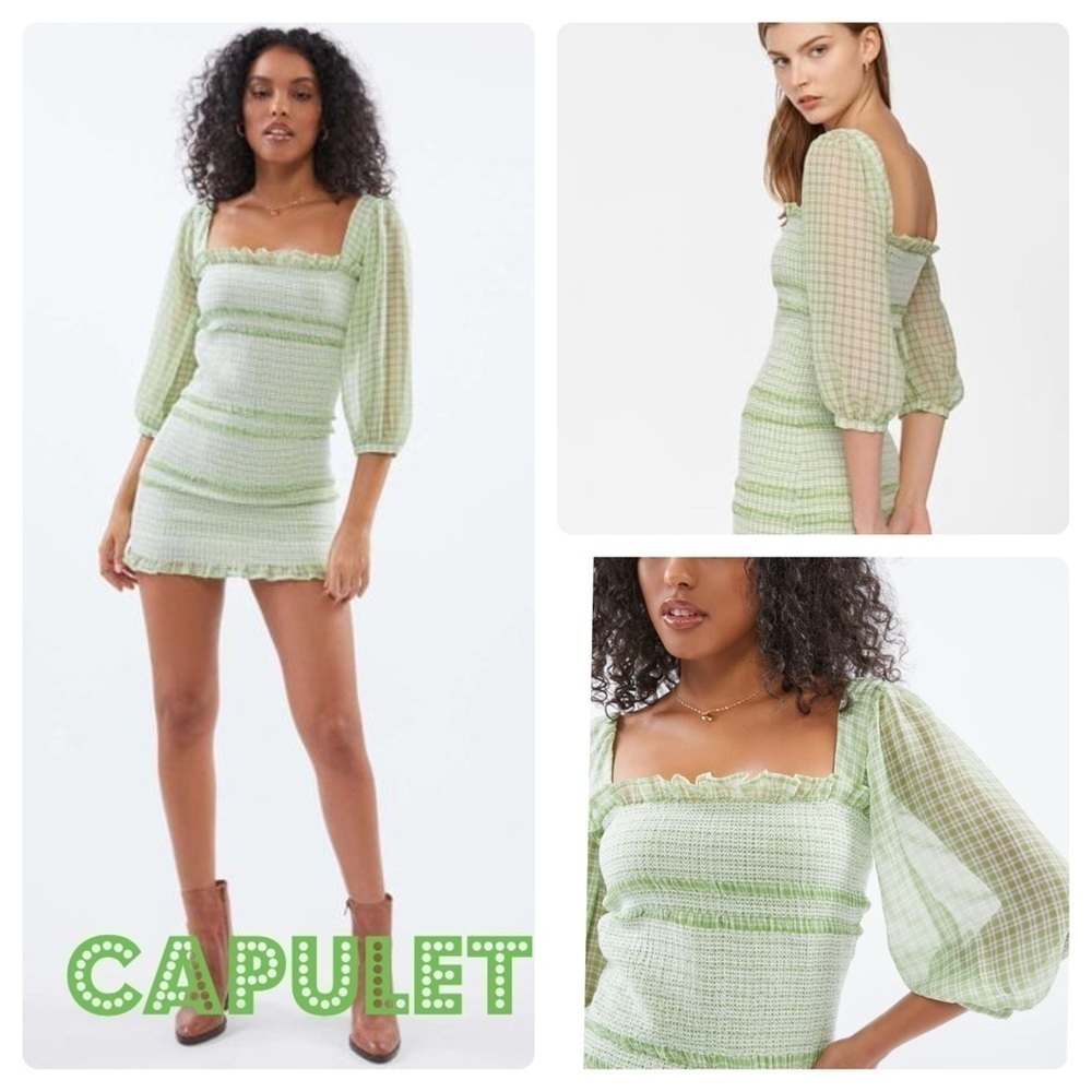 Capulet siobhan checked smocked mini dress gigham